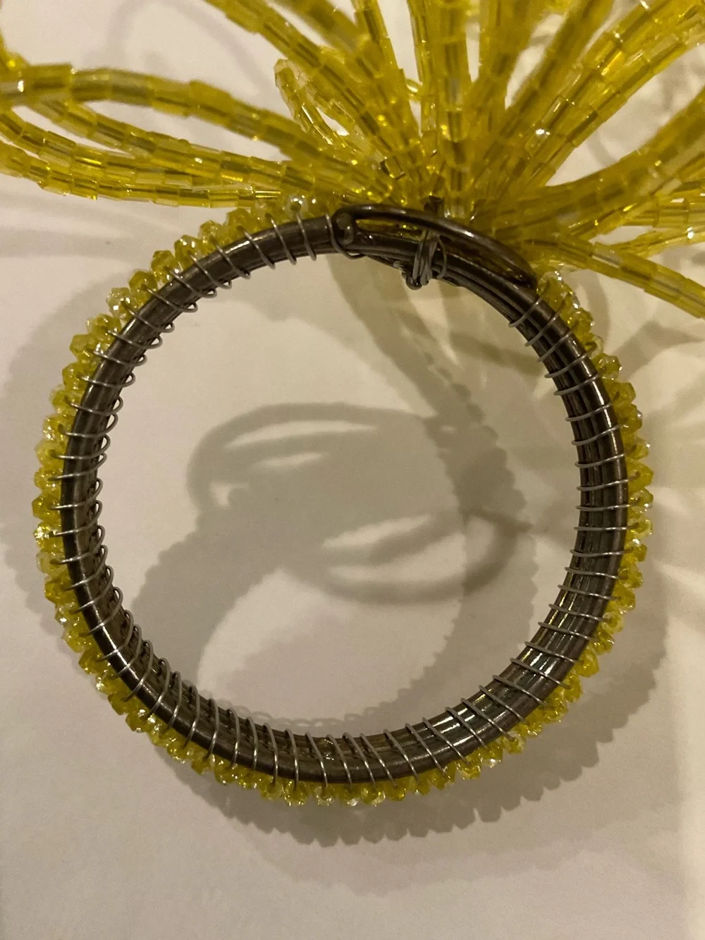 Pier 1 Yellow Beaded Shimmer Napkin Rings